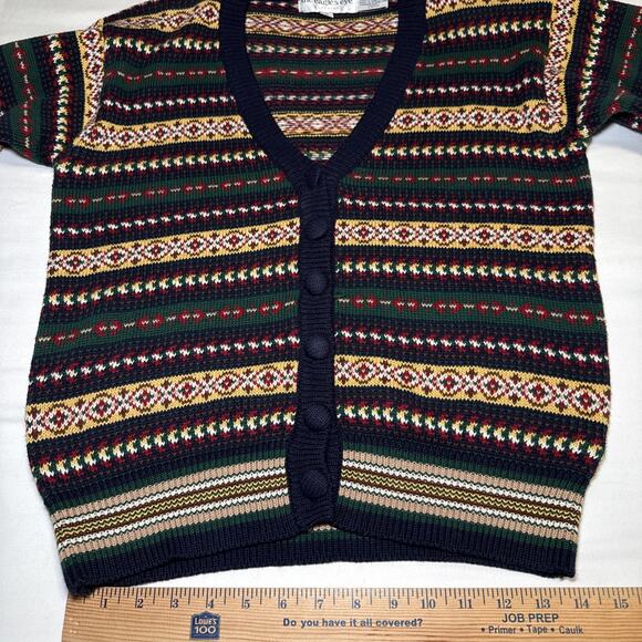 Vtg Eagles Eye Classics Cardigan Sweater Colorful Fair Isle Striped Small EUC - Picture 7 of 13